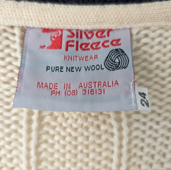 Silver Fleece Pure Australian Wool Contrast Longline Cable Knit sweater, size XL - Picture 4 of 10